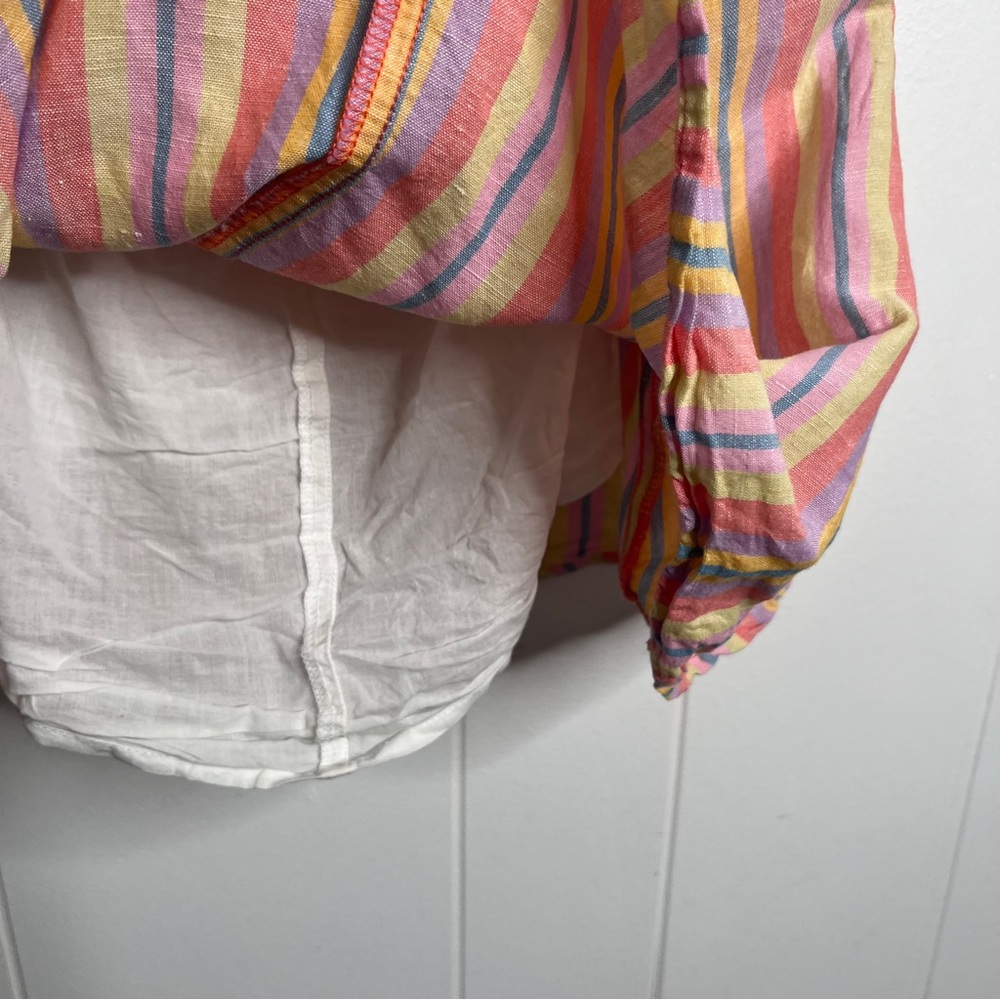 J. Crew Dress Cutout Midi Linen Cotton Stripes Pastel Summer Casual Girls 10 - Picture 5 of 9